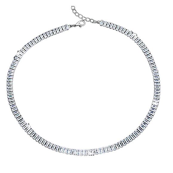 STERLING SILVER DIAMOND ZIRCON RHINESTONE CHOKER NECKLACES - Picture 8 of 8
